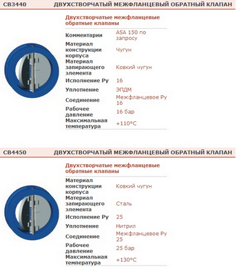 Tecofi CB3440-100 DN 100 PN 16 Клапан обратный двустворчатый