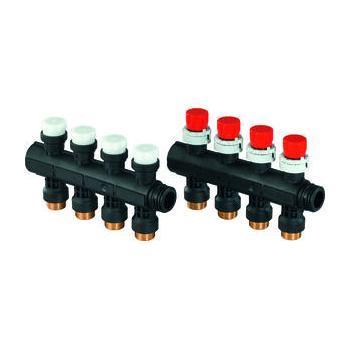 Uponor Vario PLUS коллектор с клапанами пластиковый, выходы 4X 3/4 Евроконус (1030581)