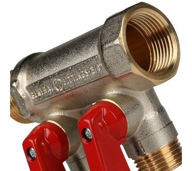 STOUT Коллектор с шаровыми кранами 1", 2 отвода 1/2" SMB 6200 011202