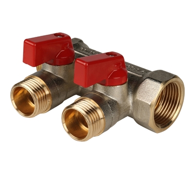 STOUT Коллектор с шаровыми кранами 1", 2 отвода 1/2" SMB 6200 011202