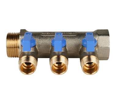 STOUT Коллектор с шаровыми кранами 1", 3 отвода 1/2" SMB 6201 011203