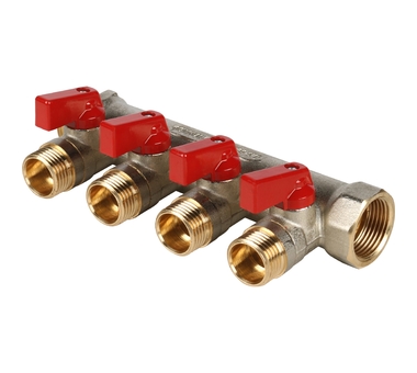 STOUT Коллектор с шаровыми кранами 3/4", 4 отвода 1/2" SMB 6200 341204