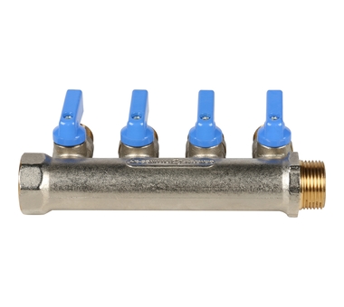 STOUT Коллектор с шаровыми кранами 3/4", 4 отвода 1/2" SMB 6201 341204