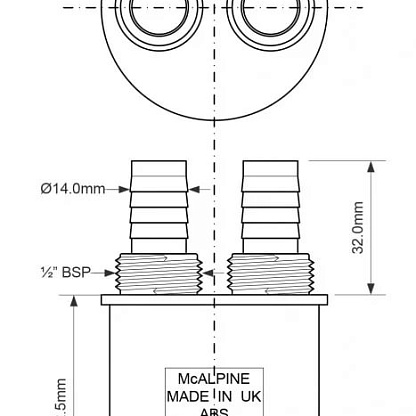McAlpine Адаптер для подкл. слива с 2-мя отводами WFH-CON50