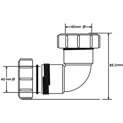McAlpine Отвод на 90° (40х40мм), цвет-белый 40A-WH