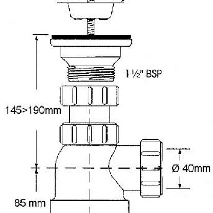 McAlpine Сифон бутылочный (1 1/2''х40мм) с выпуском MRSK2
