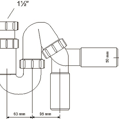 McAlpine Сифон трубный P/S-образный (1 1/2"х40мм)  MRSK12-50