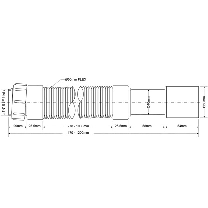 McAlpine Труба гибкая раздвижная, длина от 290мм MRMF2-05