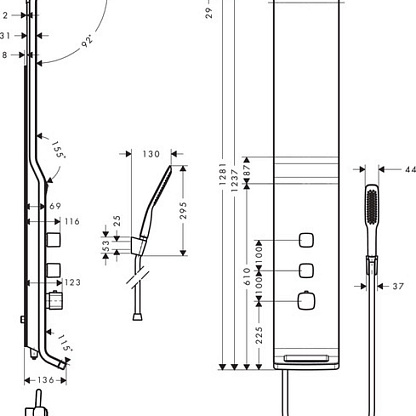 Душевая панель Hansgrohe Raindance Lift 27008000