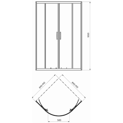 Kolo REKORD PKPG90222003 Кабина полукруглая 90x90 см