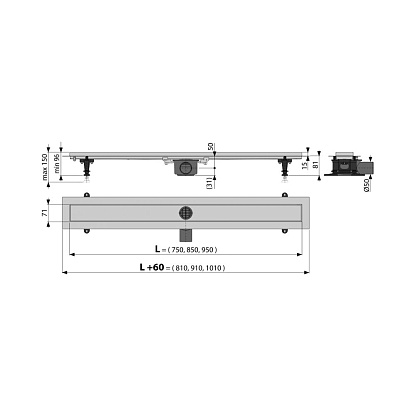AlcaPlast Водоотводящий желоб с двухсторонней решеткой APZ13-DOUBLE9-850