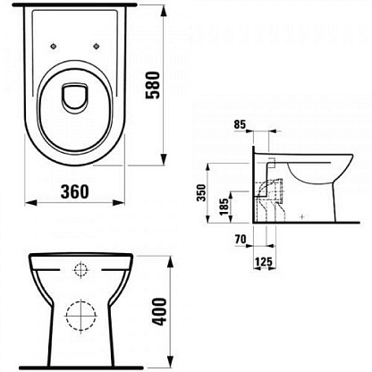 Laufen Pro Унитаз напольный под скрытый бачок (Чаша 2295.1.000.000.1)
