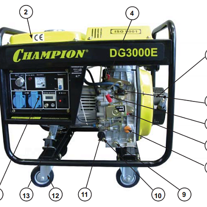 Champion DG3000E Дизельный генератор открытого типа