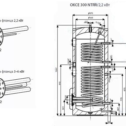 Drazice OKCE 300 NTRR/2,2kW Комбинированный бойлер
