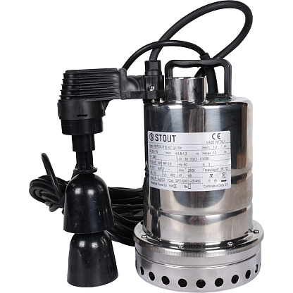 STOUT Насос дренажный, с вертикальным поплавком, 230V, Q=175 л/мин, H=10 м SPD-0003-200450