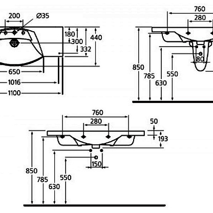 Раковина Ideal Standard Motion W890201 110 см