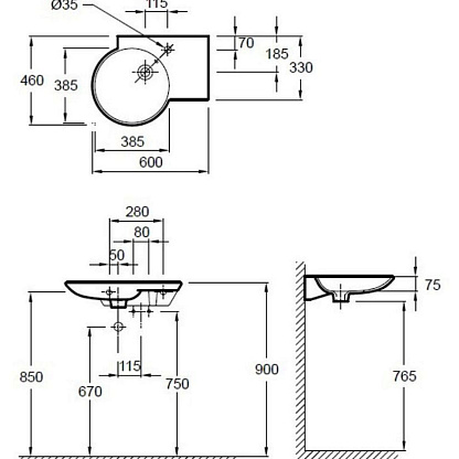 Раковина 60 см Jacob Delafon Formilia Spherik E4501-00
