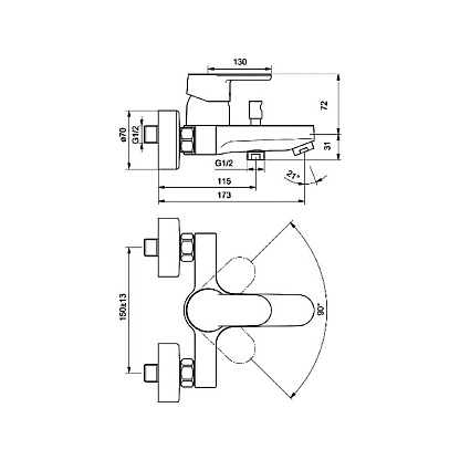 Смеситель Ideal Standard Vito B0412AA для ванны