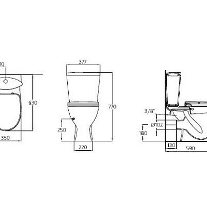 Ideal Standard Ocean Junior унитаз напольный с бидеткой, в сборе, горизонтальный выпуск W903801