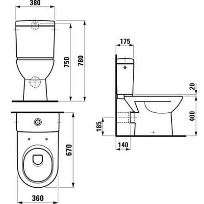Laufen Pro унитаз напольный+бачок 2695.3.000.291.1 (2495.6.000.000.1)