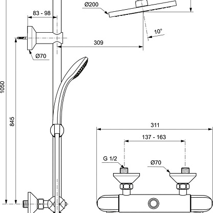 Душевая система Ideal Standard IdealRain Eco A6421AA