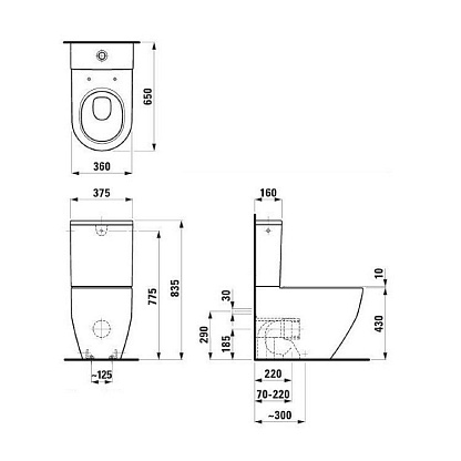 Унитаз-компакт Laufen Pro чаша 8.2595.2.000.000.1 (бачок 8.2995.0.000.278.1)