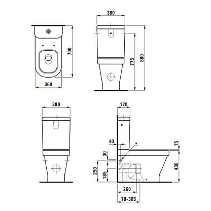 Laufen LB3 унитаз напольный+бачок 2868.0.000.278.1 (2468.4.000.000.1)