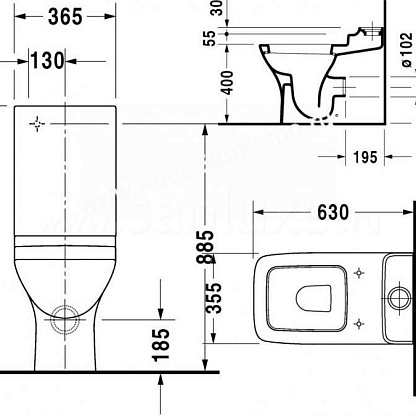 Duravit Puravida Унитаз напольный с бачком 0872700005 (2119090000)