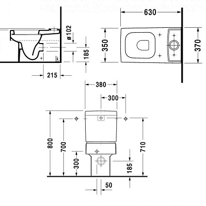 Duravit Vero унитаз напольный под бачок 0909100005 (2116090000)