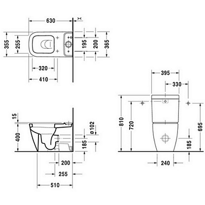 DURAVIT HAPPY D.2 унитаз напольный под бачок 0934100085 (2134090000)
