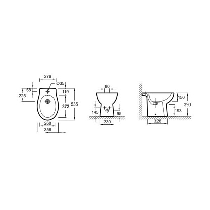 Биде напольное Jacob Delafon Patio New EBB0002-00
