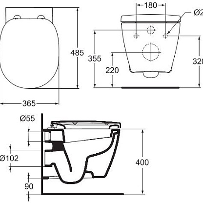Ideal Standard Connect подвесной унитаз "компакт Е 804601