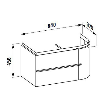 Тумба для раковины Laufen Case 84x37.5 см закругление слева, для 81670.1 белый 4.0150.2.075.463.1