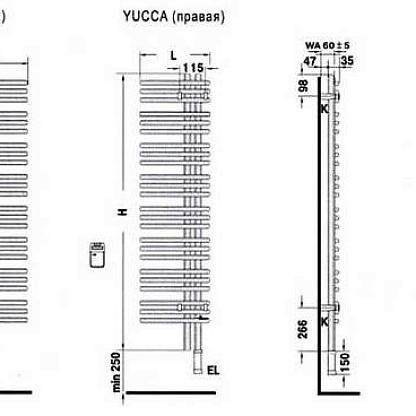 Zehnder Yucca Asym YAEC 130-060 Chrome полотенцесушитель электр.