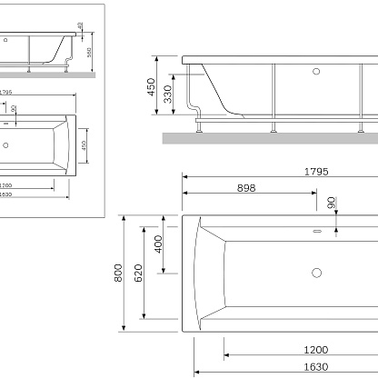 Акриловая ванна Am.Pm Admire 180х80 W1AA-180-080W-A