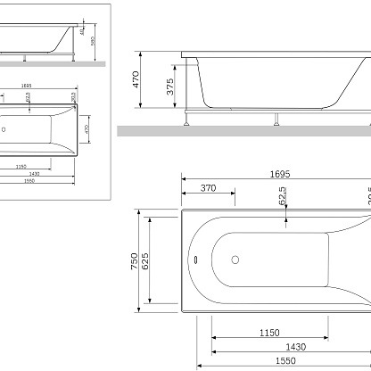 Акриловая ванна Am.Pm Inspire 170х75 W5AA-170-075W-A64
