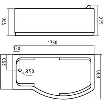 Gemy G9010 E L акриловая ванна 1730x830