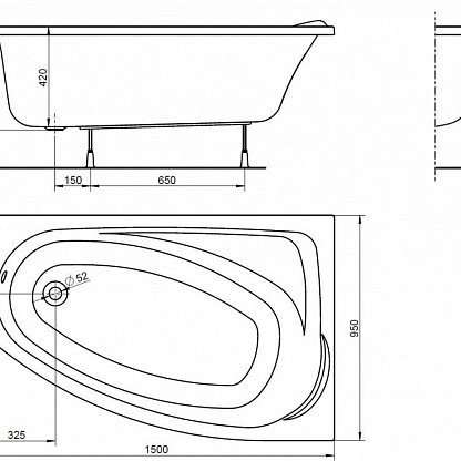 Ванна акриловая 150x95 IFO Locka BA40150000