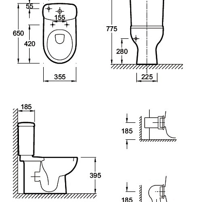 Унитаз напольный Jacob Delafon Panache E1370-00 (бачок E1368-00)