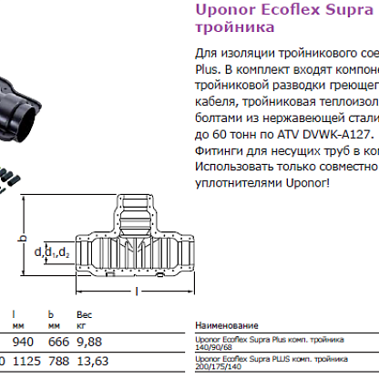 Uponor Ecoflex Supra PLUS комплект изоляции тройника 140/90/68 (1061641)
