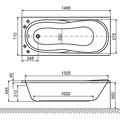 Excellent SEKWANA 150 акриловая ванна 1500x700 WAEX.SEK15WH