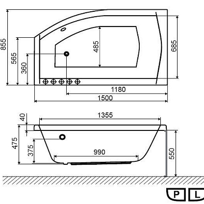 Excellent MAGNUS 150 R акриловая ванна 1500x850 WAEX.MGP15WH