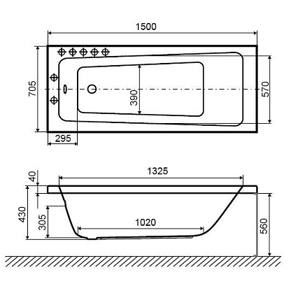 Excellent AVA 150 акриловая ванна 1500x700 WAEX.AVA.15WH