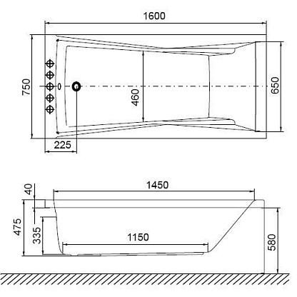 Excellent PALACE 160 акриловая ванна 1600x750 WAEX.PAL16WH