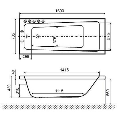 Excellent AVA 160 акриловая ванна 1600x700 WAEX.AVA.16WH