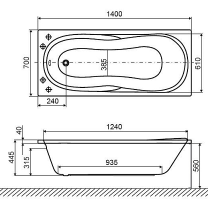 Excellent SEKWANA 140 акриловая ванна 1400x700 WAEX.SEK14WH