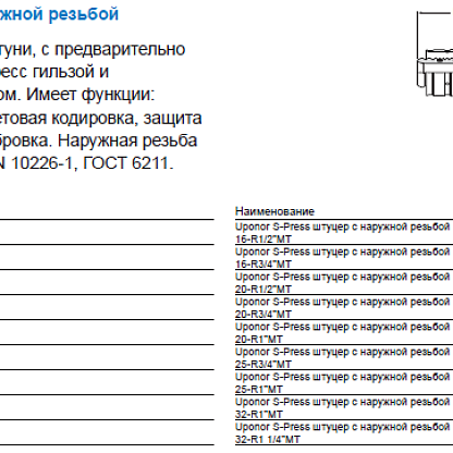 Uponor S-Press штуцер с наружной резьбой 25-R1“НР (1014592)