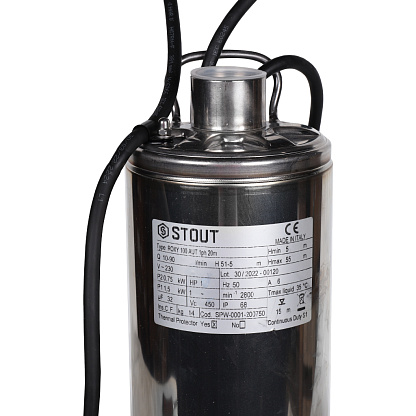 STOUT Насос колодезный с поплавком, кабель 20 м, 230V, Q=90 л/мин, H=45 м SPW-0001-200750