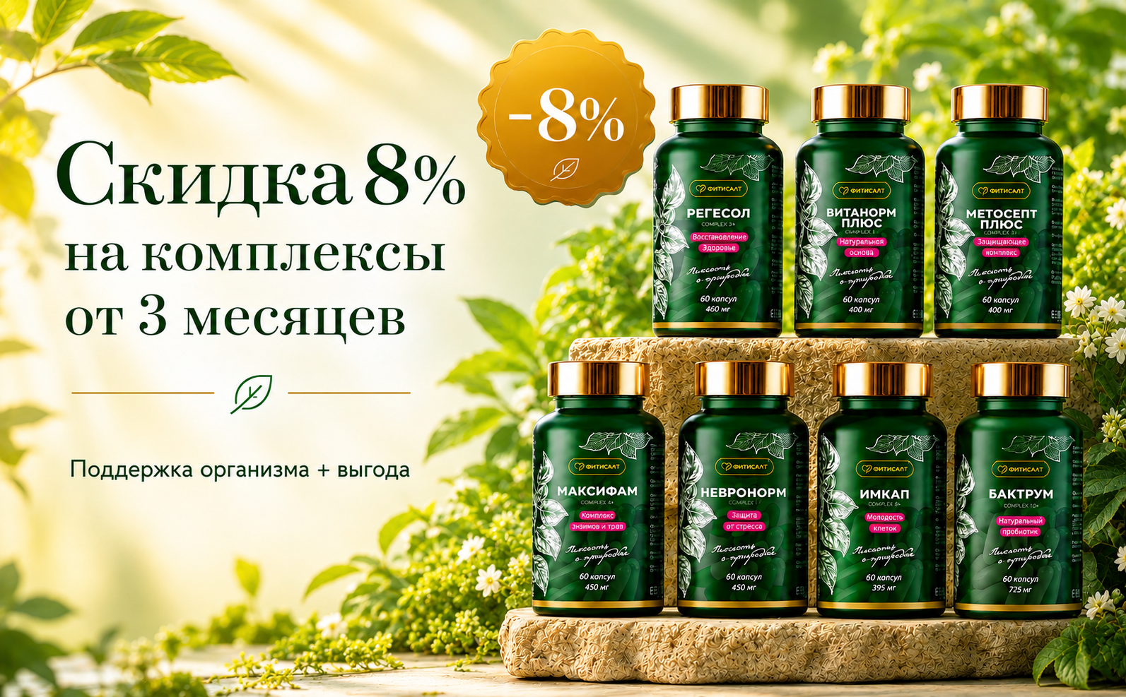 8% на комплексы от 3 месяцев