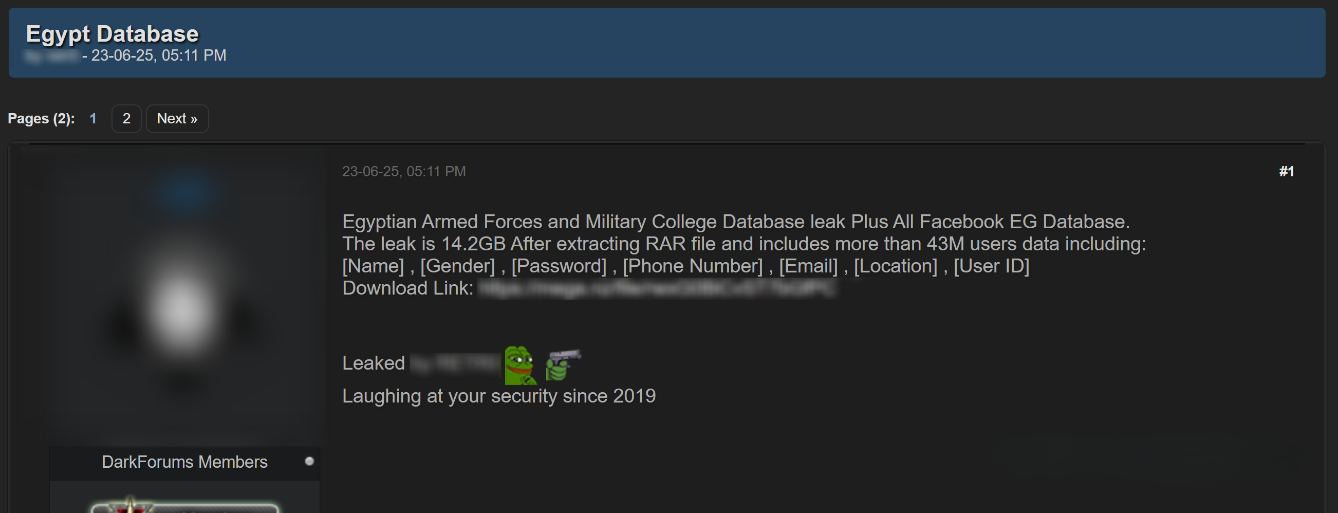 Figure 11. Details on the stolen data of military personnel and cadets